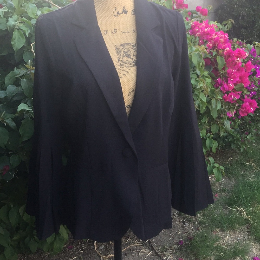 Pretty woven long pleated Top Blazer Black - Picture 3 of 8